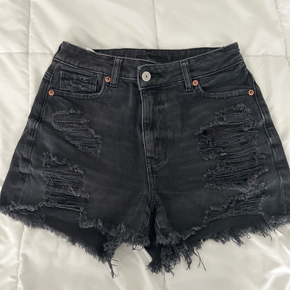 American Eagle Outfitters Women’s Black Distressed Jean Shorts